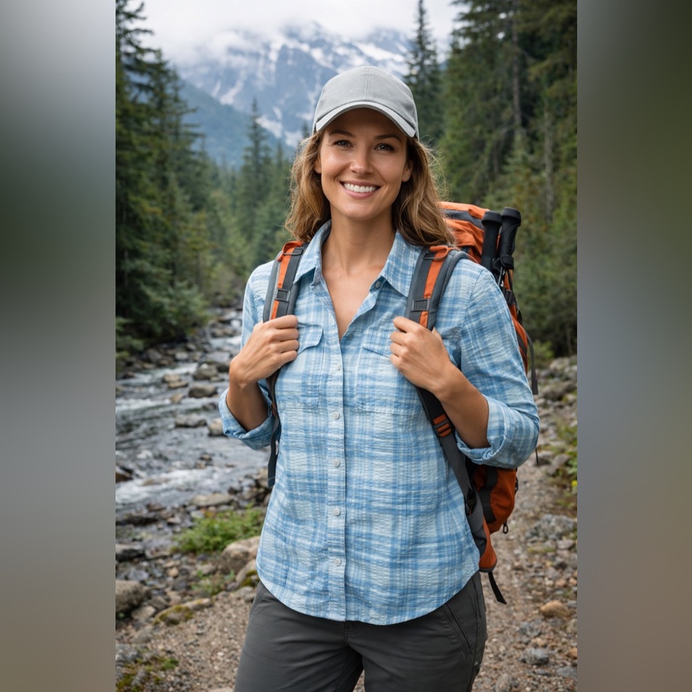 Eddie Bauer Sky Blue‎ Women’s Performance Button Up Shirt